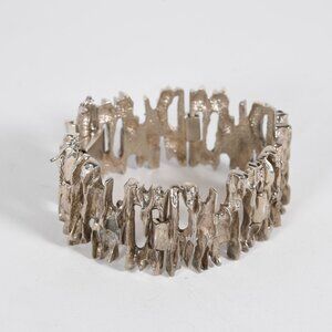 Vintage Modernist Brutalist Bracelet Silver Mid 20th Century Rare